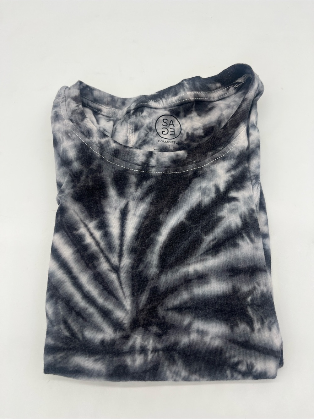 Cascade Collective Black & White Tie-Dye Crew Tee